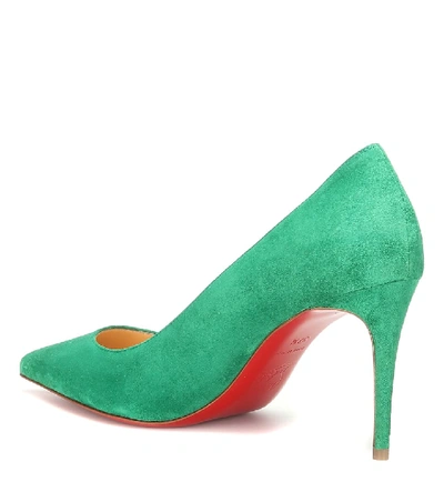 Shop Christian Louboutin Kate 85 Suede Pumps In Green