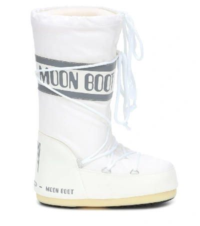 Moon Boot Icon Shell And Faux Leather Snow Boots In White