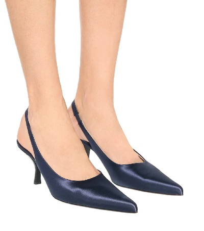 Shop The Row Bourgeoise Satin Slingback Pumps In Blue