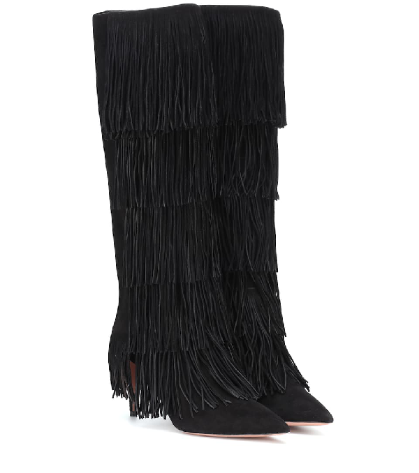 black fringe boots