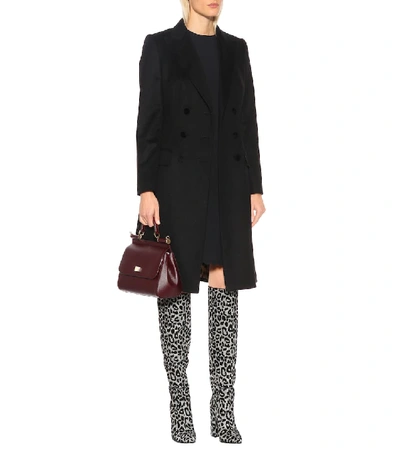 Shop Dolce & Gabbana Leopard Over-the-knee Boots In Silver