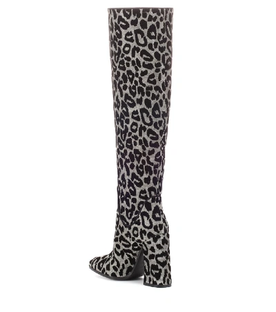 Shop Dolce & Gabbana Leopard Over-the-knee Boots In Silver