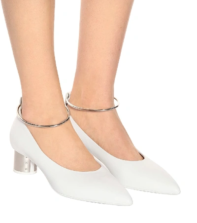 Shop Jil Sander Leather Pumps In White