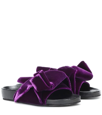 Shop N°21 Velvet Knot Slides In Purple