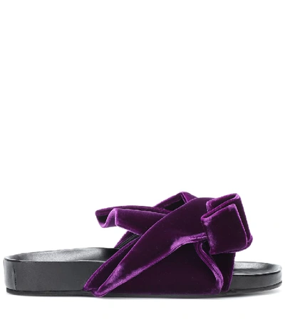 Shop N°21 Velvet Knot Slides In Purple