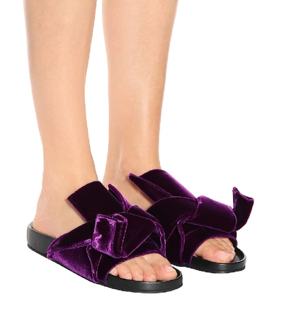 Shop N°21 Velvet Knot Slides In Purple