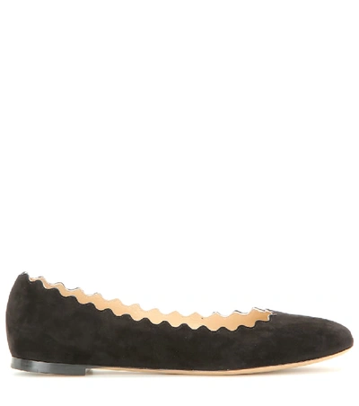 Shop Chloé Lauren Suede Ballet Flats In Black