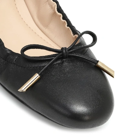 Shop Tod's Leather Ballet Flats In Black