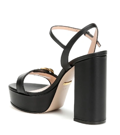 Shop Gucci Marmont Leather Platform Sandals In Black