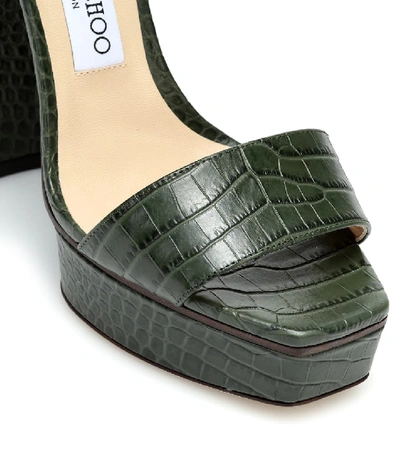 Shop Jimmy Choo Jax 125 Leather Platform Sandals In Green