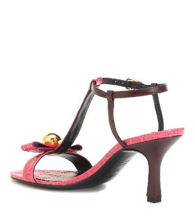 Shop Erdem Kamira Embossed Leather Sandals In Pink