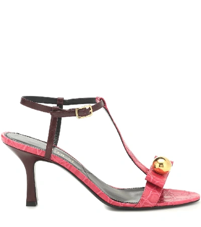 Shop Erdem Kamira Embossed Leather Sandals In Pink