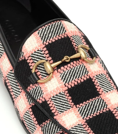 Shop Gucci Jordaan Checked Tweed Loafers In Pink