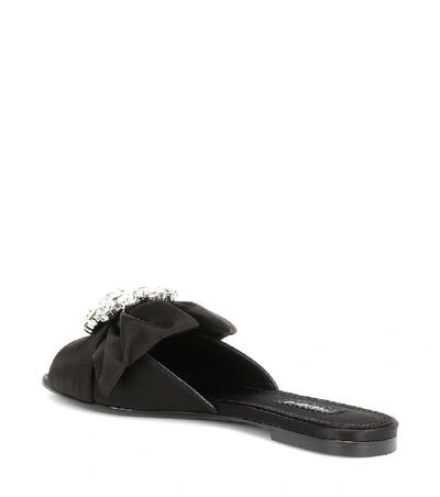 Shop Dolce & Gabbana Embellished Satin Slides In Black