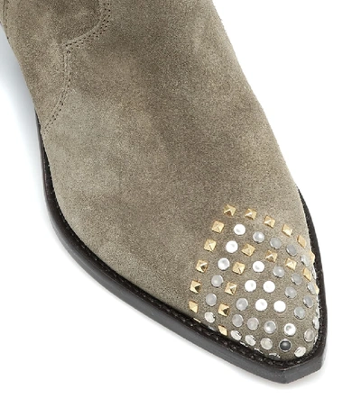 Shop Isabel Marant Duerto Embellished Suede Boots In Beige