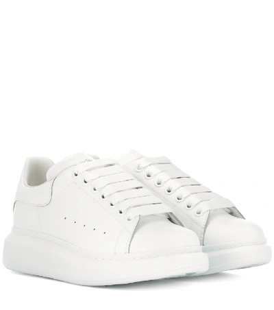 Alexander Mcqueen Oversized Hammered Leather Sneakers In White