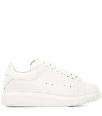Alexander Mcqueen Oversized Hammered Leather Sneakers In White