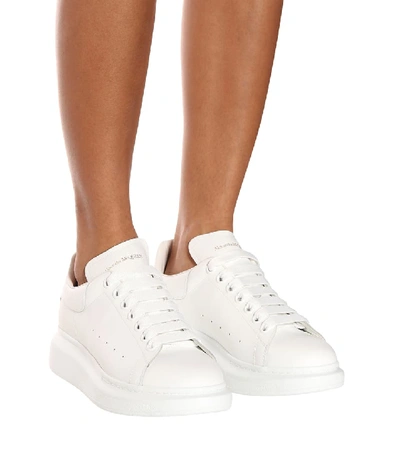 Alexander Mcqueen Oversized Hammered Leather Sneakers In White