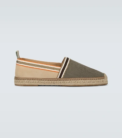 Shop Fendi Canvas Jacquard Espadrilles In Green