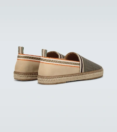 Shop Fendi Canvas Jacquard Espadrilles In Green