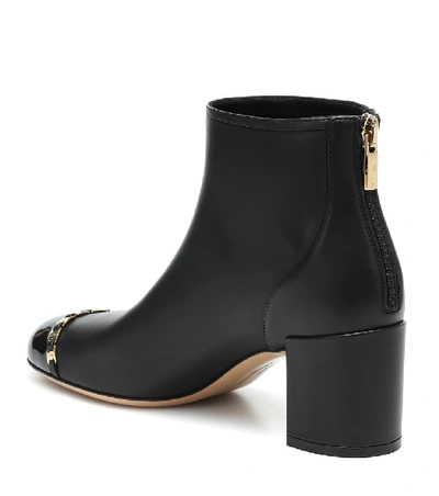 Shop Ferragamo Vara Chain Leather Ankle Boots In Black