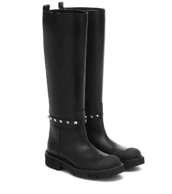 valentino rockstud leather boots