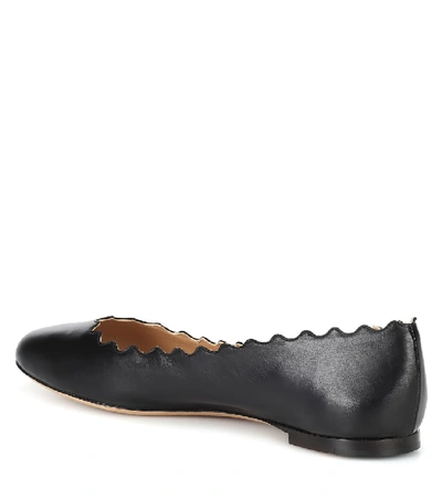 Shop Chloé Lauren Leather Ballet Flats In Black