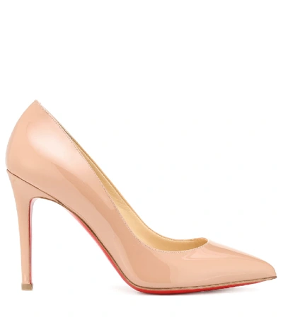 Shop Christian Louboutin Pigalle 100 Patent Leather Pumps In Neutrals