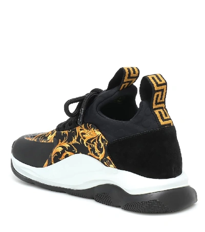 Shop Versace Cross Chainer Printed Sneakers In Black