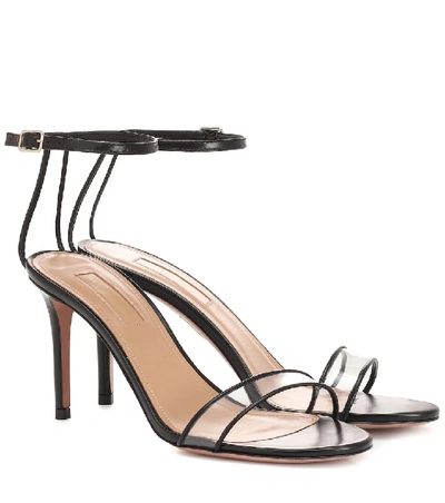 Shop Aquazzura Minimalist 85 Leather Sandals In Black