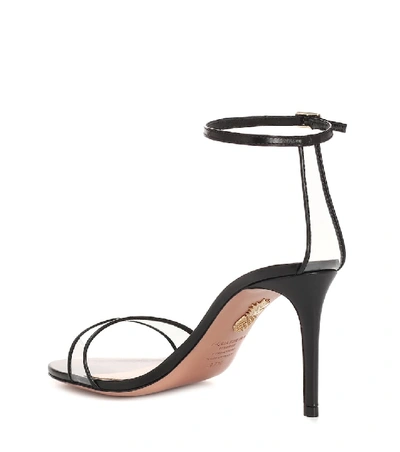 Shop Aquazzura Minimalist 85 Leather Sandals In Black