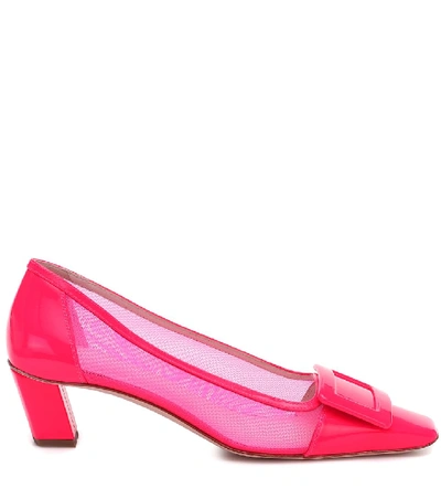 Shop Roger Vivier Belle Vivier Mesh And Leather Pumps In Pink