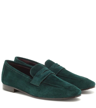 Shop Bougeotte Flaneur Suede Loafers In Green