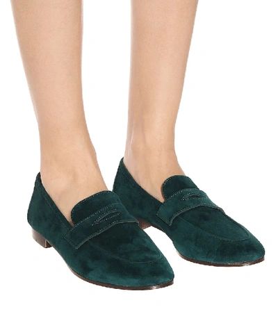 Shop Bougeotte Flaneur Suede Loafers In Green