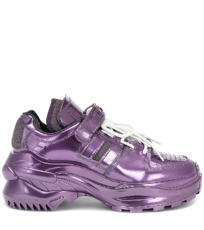 Shop Maison Margiela Retro Fit Metallic Sneakers In Purple