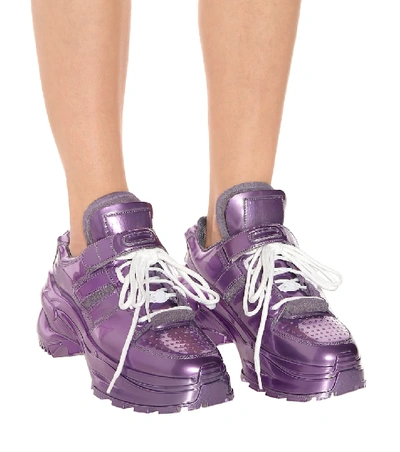 Shop Maison Margiela Retro Fit Metallic Sneakers In Purple