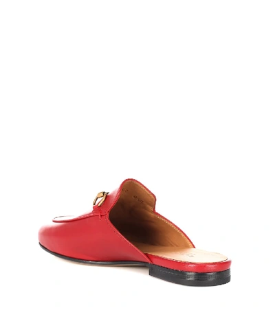 Shop Gucci Princetown Leather Slippers In Red