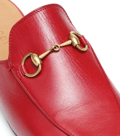 Shop Gucci Princetown Leather Slippers In Red