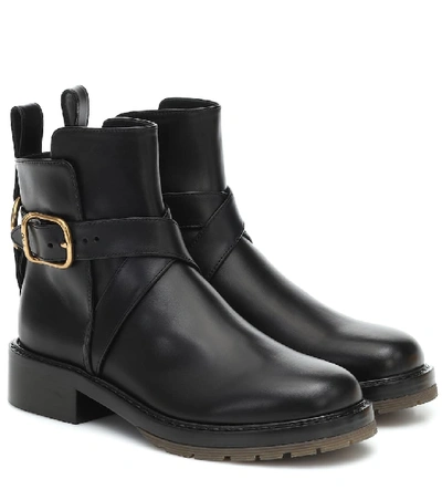 Shop Chloé Franky Leather Ankle Boots In Black
