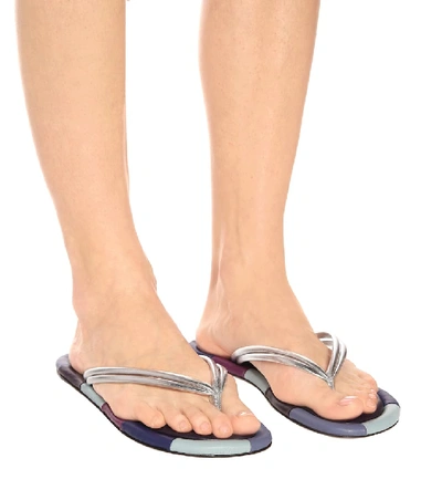 Shop Isabel Marant Ecksa Leather Thong Sandals In Blue