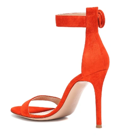 Shop Gianvito Rossi Portofino 105 Suede Sandals In Orange