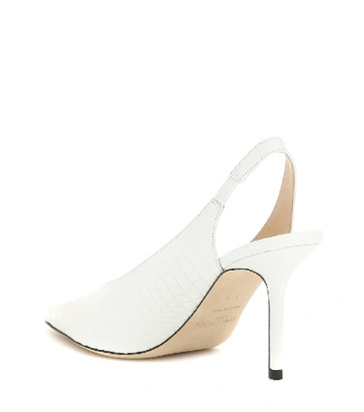 Shop Jimmy Choo Ivy 85 Croc-embossed Leather Pumps In White