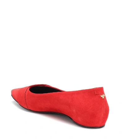 Shop Bougeotte Suede Ballet Flats In Red