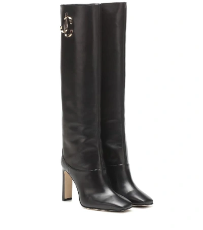 Jimmy Choo Mahesa 100 Embellished Leather Knee Boots In Black | ModeSens