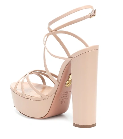 Shop Aquazzura Gin 140 Leather Platform Sandals In Pink