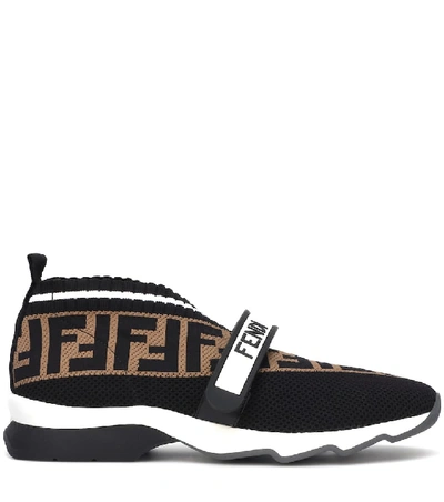 Shop Fendi Rockoko Knit Sneakers In Brown