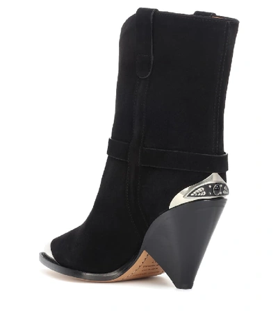 Shop Isabel Marant Lamsy Suede Ankle Boots In Black