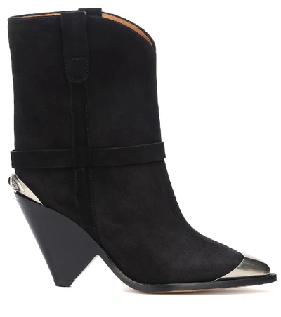 Shop Isabel Marant Lamsy Suede Ankle Boots In Black