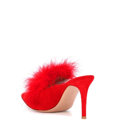 Shop Gianvito Rossi Maribou 85 Suede Mules In Red
