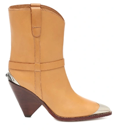 Shop Isabel Marant Lamsy Leather Ankle Boots In Brown